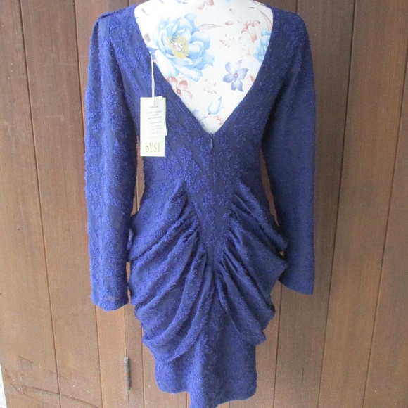 NWT Purple Vtg Inspo Dress S Low Back Gathers Sexy - Picture 4 of 4